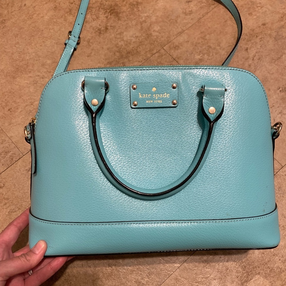 New York Small Rachelle Turquoise Leather Satchel